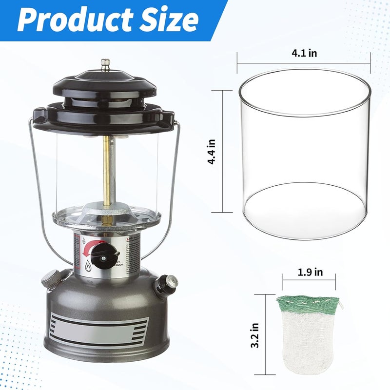 LVACODV 10-Pack Propane Lantern Mantles with Glass Globe: U-Shape & Standard Replacement Parts for Camping Lanterns. Clear Lantern Globe Compatible with Coleman Fuel Lanterns - Image 2